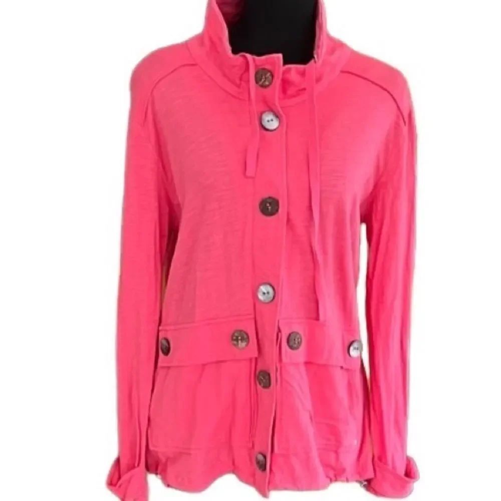 Neon Buddha pink 100% cotton button front jacket size S